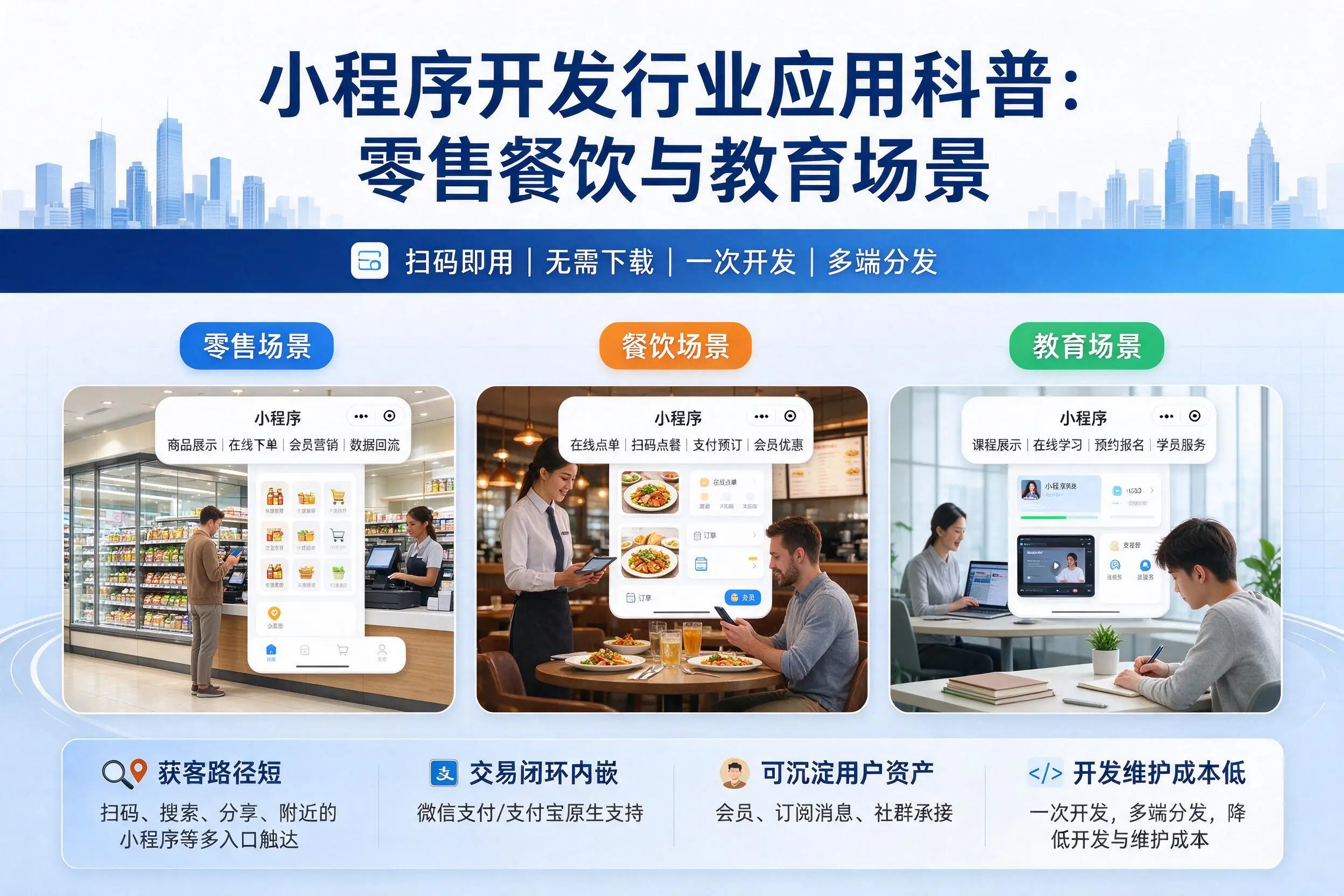 绥化小程序开发行业应用科普:零售餐饮与教育场景