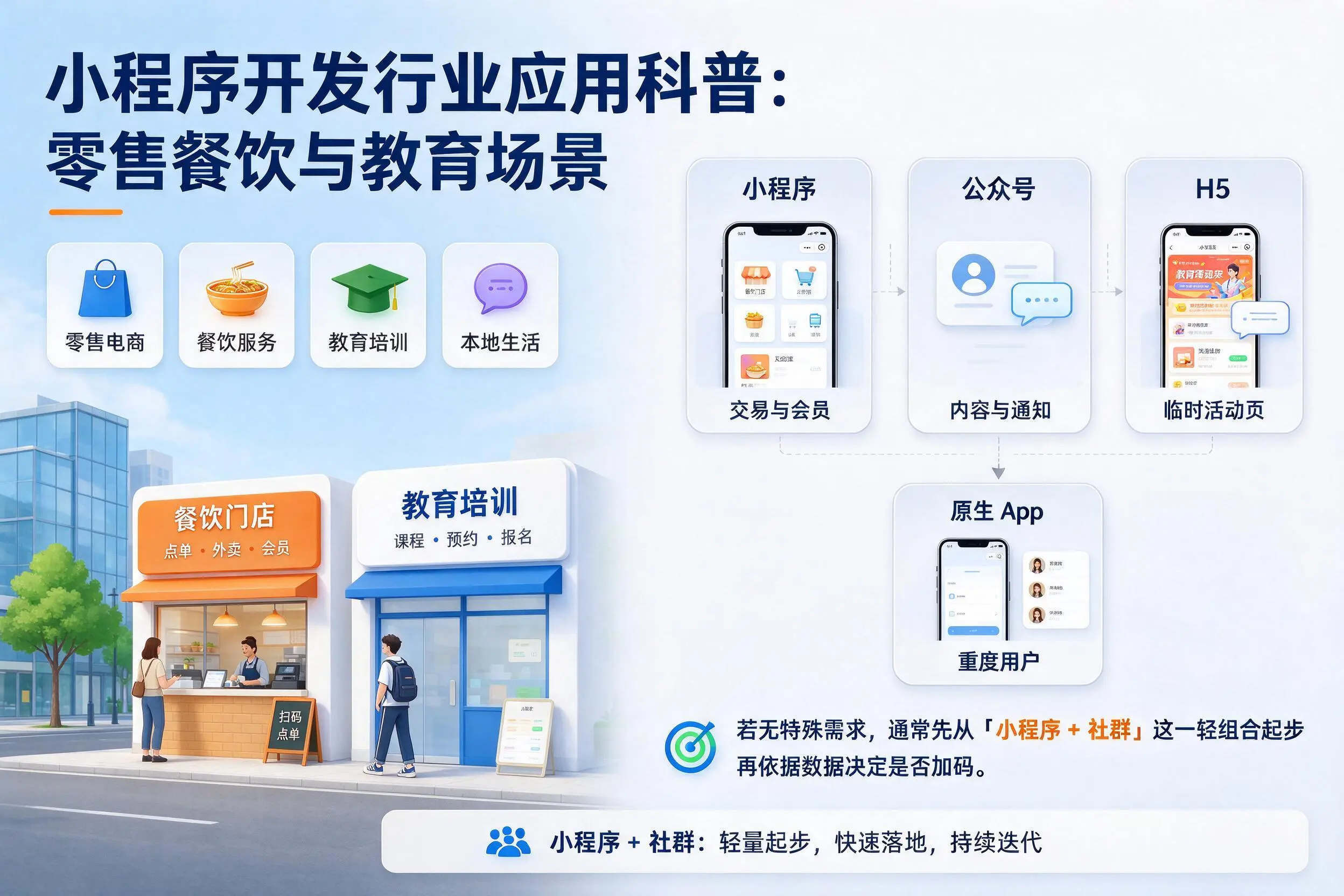 绥化小程序开发行业应用科普:零售餐饮与教育场景