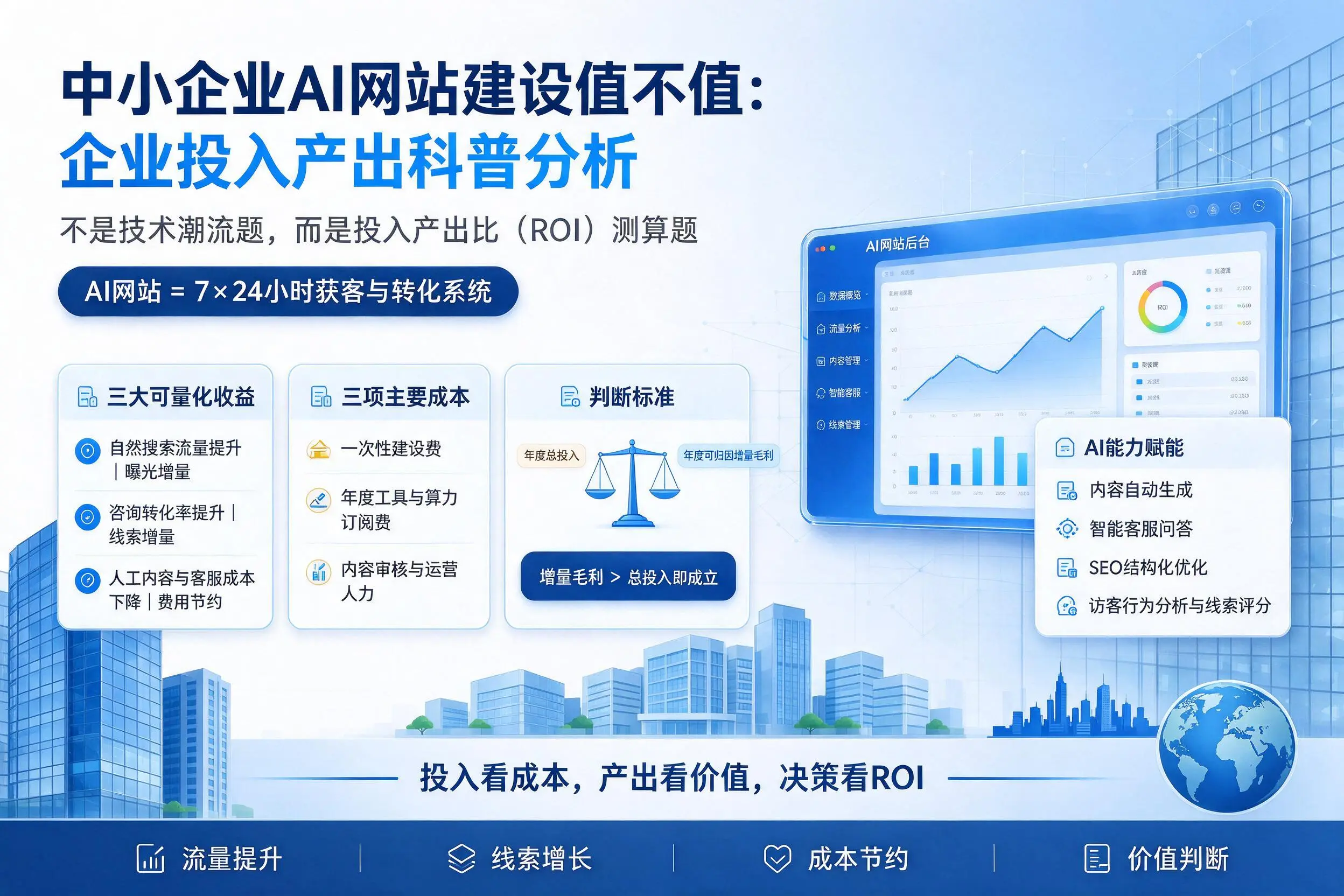中小企业AI网站建设值不值：绥化企业投入产出科普分析