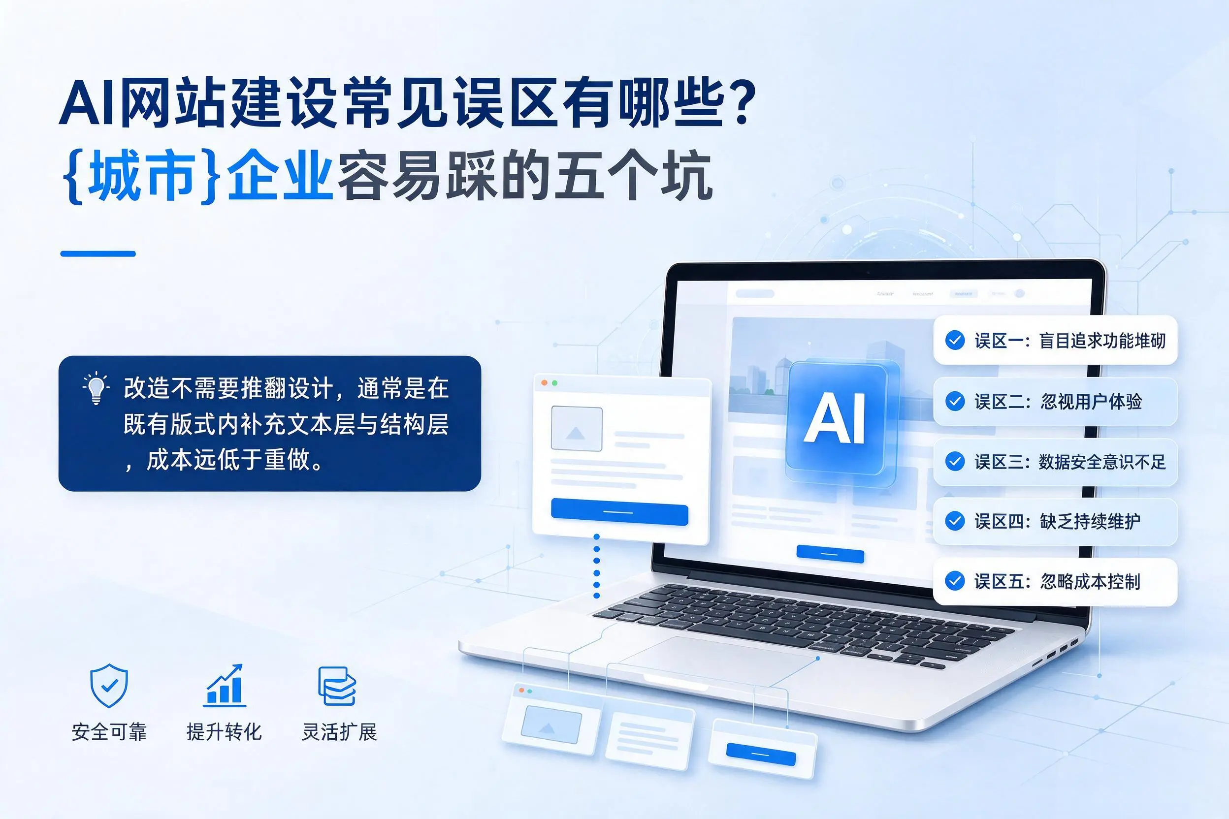 AI网站建设常见误区有哪些？绥化企业容易踩的五个坑