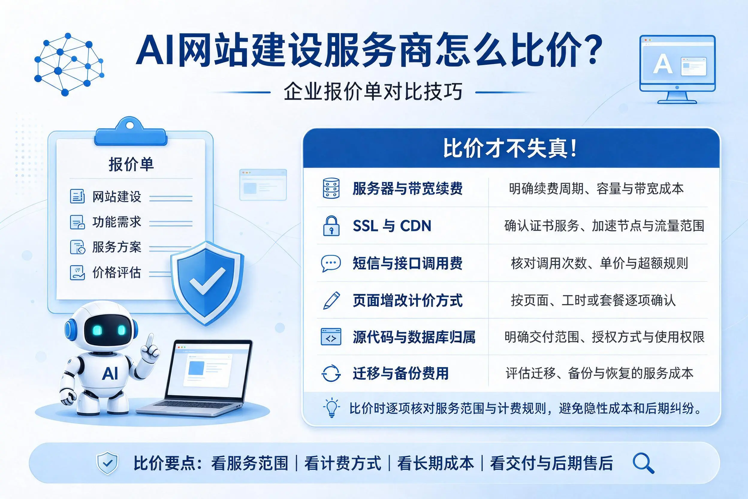 AI网站建设服务商怎么比价？绥化企业报价单对比技巧