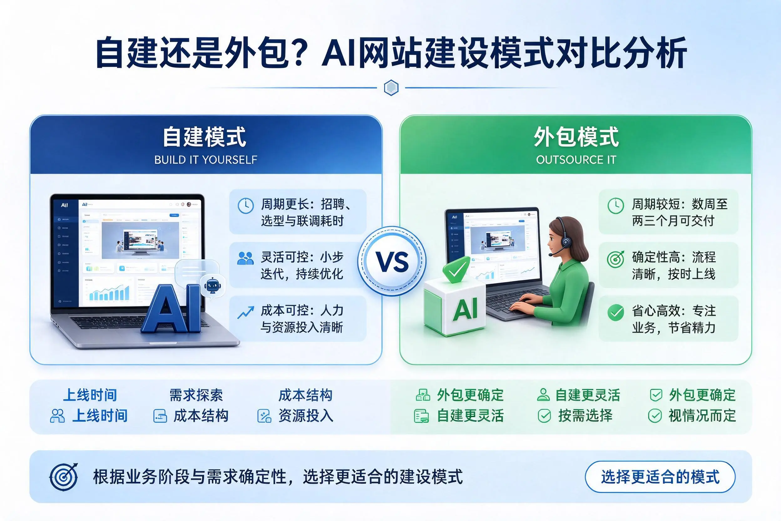 自建还是外包？绥化AI网站建设模式对比分析