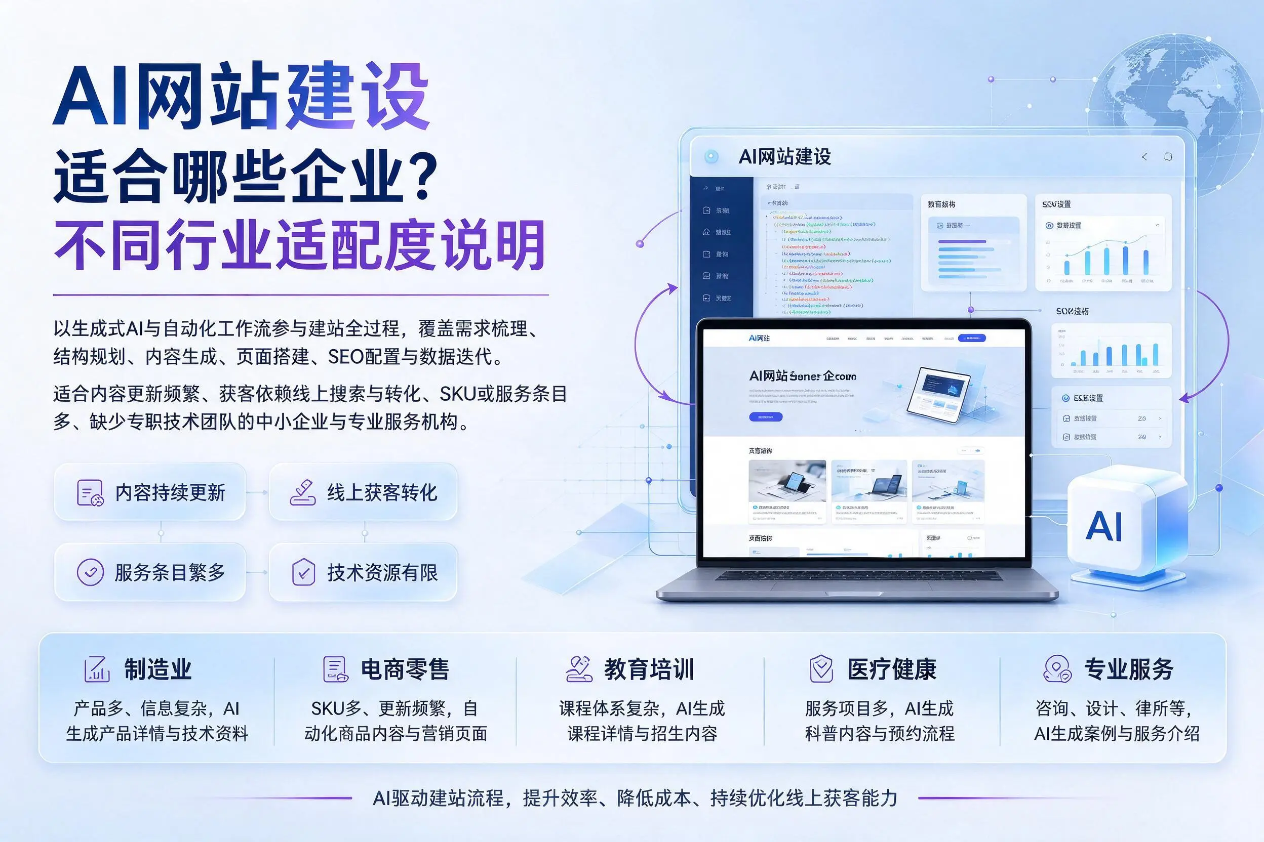 AI网站建设适合哪些企业？绥化不同行业适配度说明
